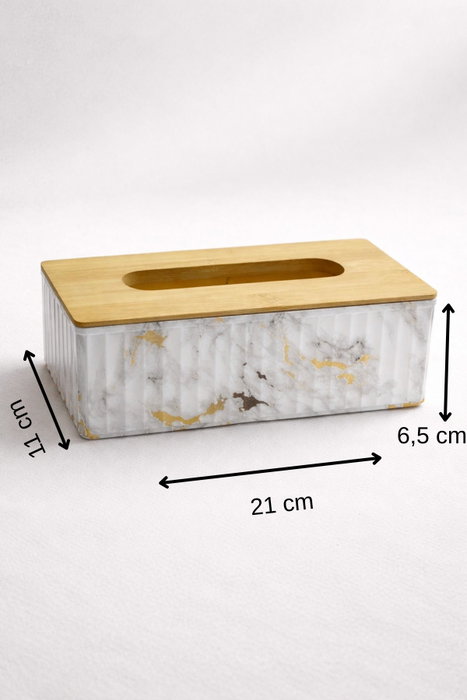 Hermia Soporte para Servilletas Dorado con Tapa de Bambú BU0115
